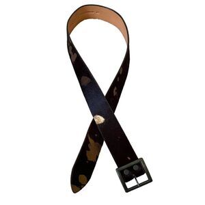 Brave Hair-On Hide Leather Belt Metallic Gold Embossed Women's Size 34